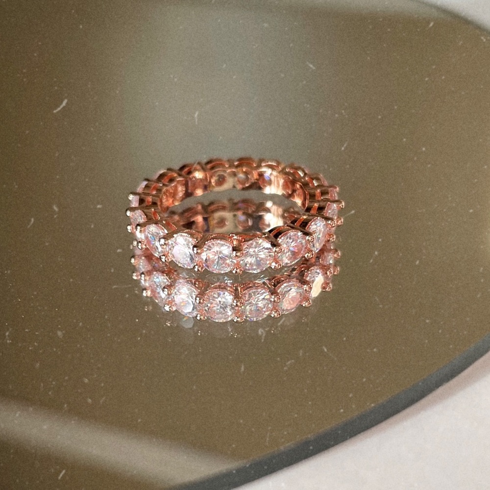 Waterproof & Tarnish Proof Rose Gold Diamond Ring - Picture 2 of 10